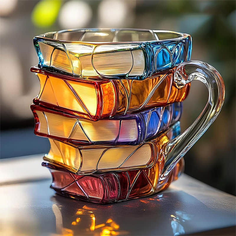 Mug 3D della Felicità Unica e Fatta a Mano per Appassionati di Lettura